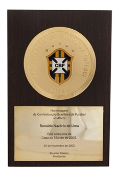 2002 FIFA World Cup Winners Award Presented to Brazilian Football Confederation Player Ronaldo Nazario de Lima (Brazilian Football Confederation Employee LOA) 